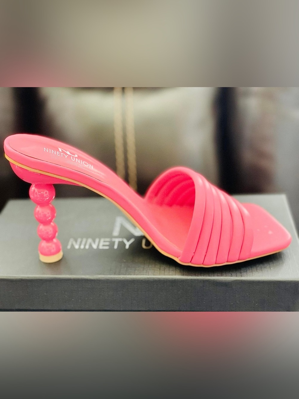 Ninety Union Pink Beaded-Stem Slide Heel